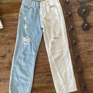 Dual color boyfriend jeans